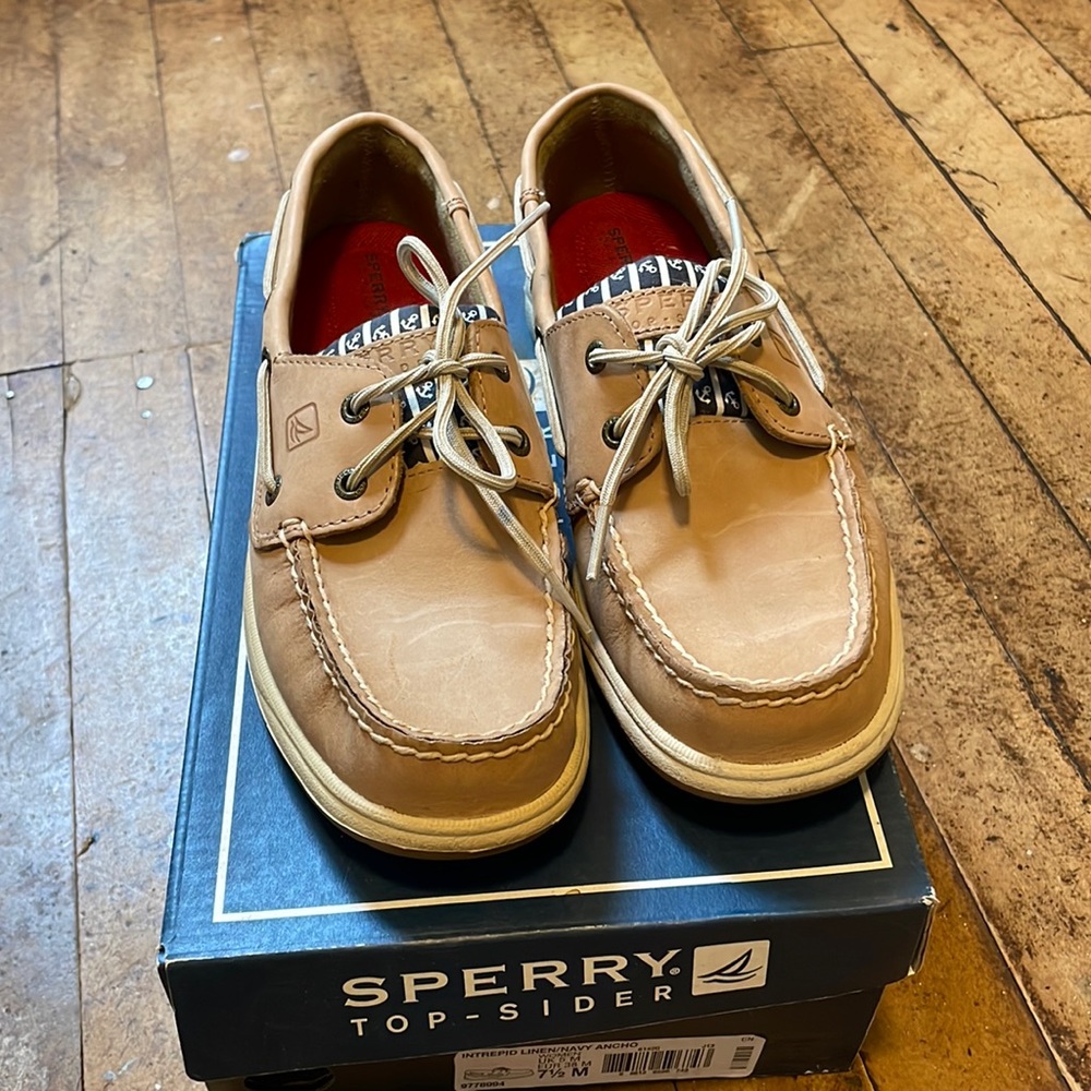 Sperry Top-Sider Intrepid Linen/ Navy Anchor Boat Shoe